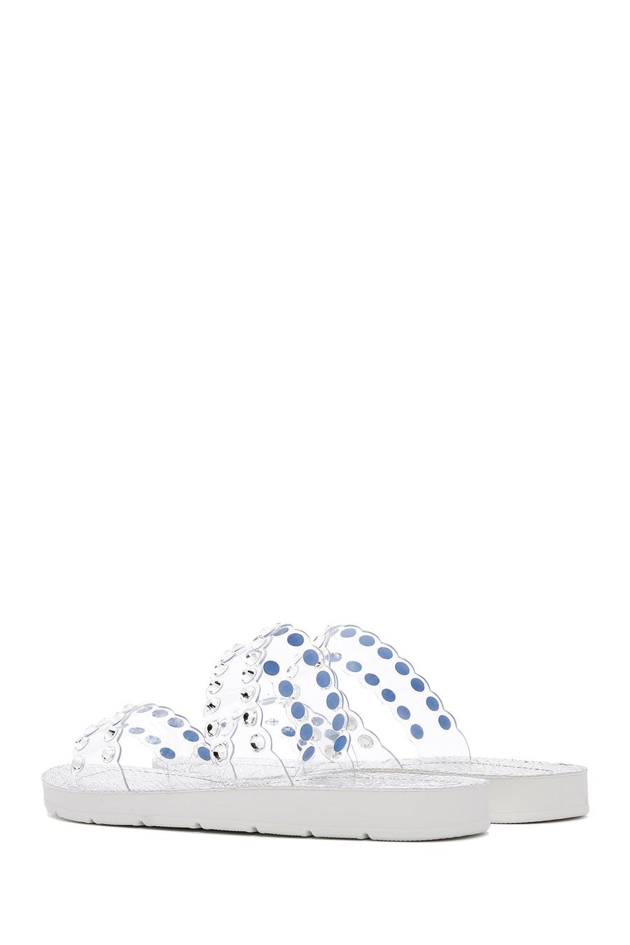Women's Silver Transparent Stone Slippers