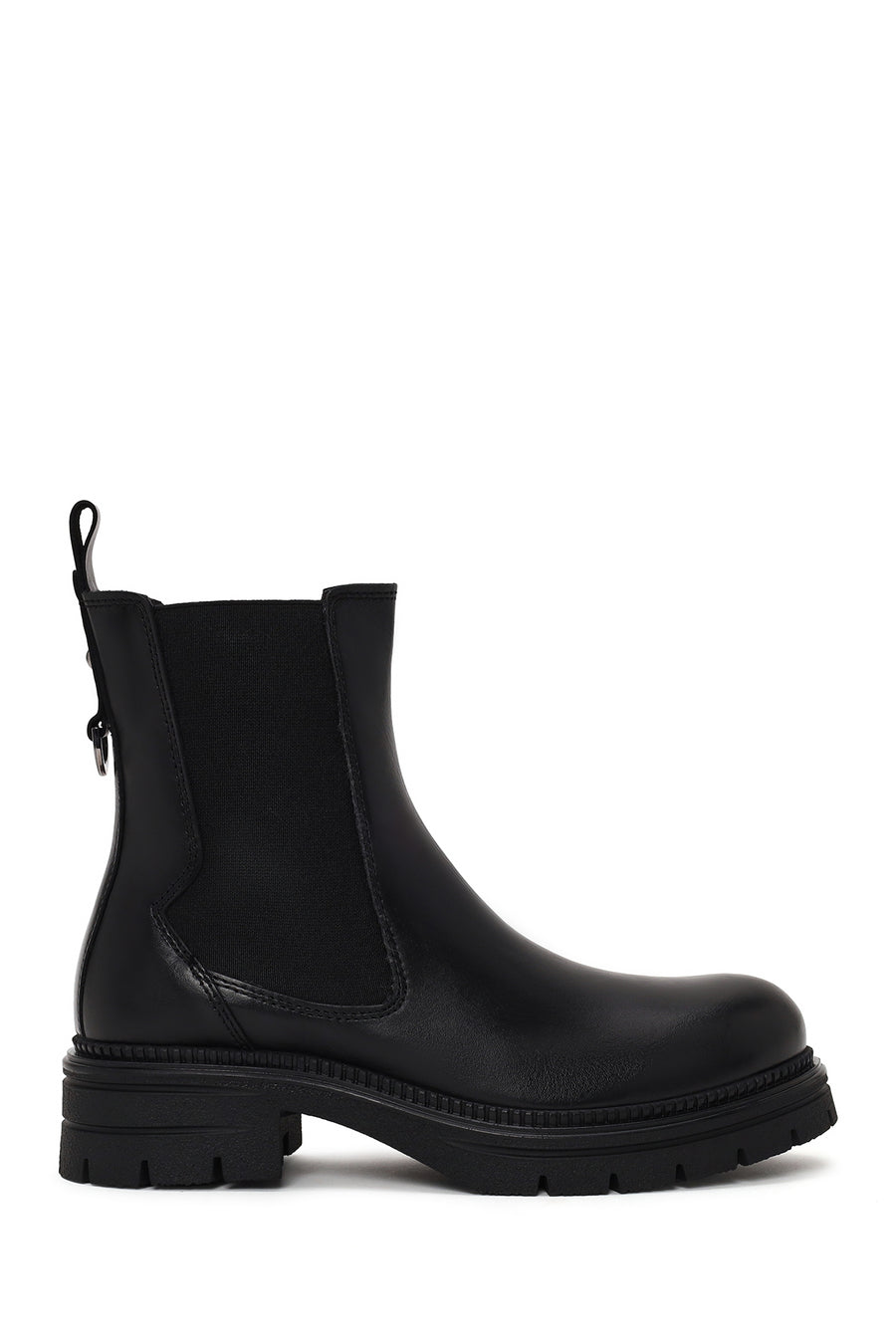 Woman Black Thick-Soled Leather Chelsea Boots AF190019DV | Derimod
