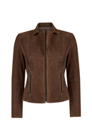 Lara Woman Brown Short Suede Jacket | Derimod