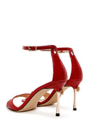 Women's Red Ankle Strap High Thin Heel Patent Leather Sandals | Derimod