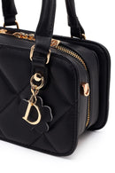 Woman Black Long-Strap Quilted Charmed Mini Shoulder Bag | Derimod