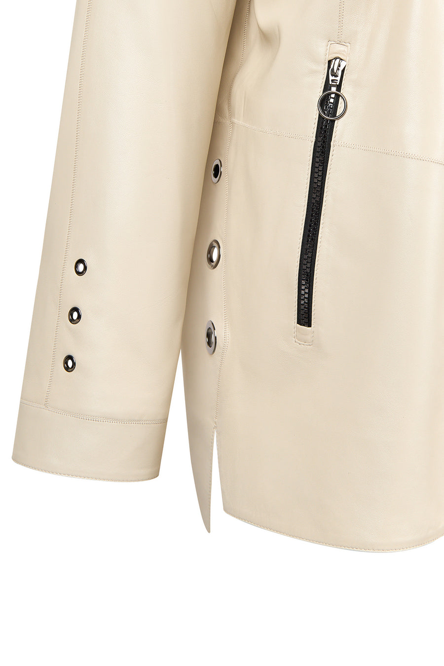 Dorothy Woman Beige Wide-Fit Leather Jacket