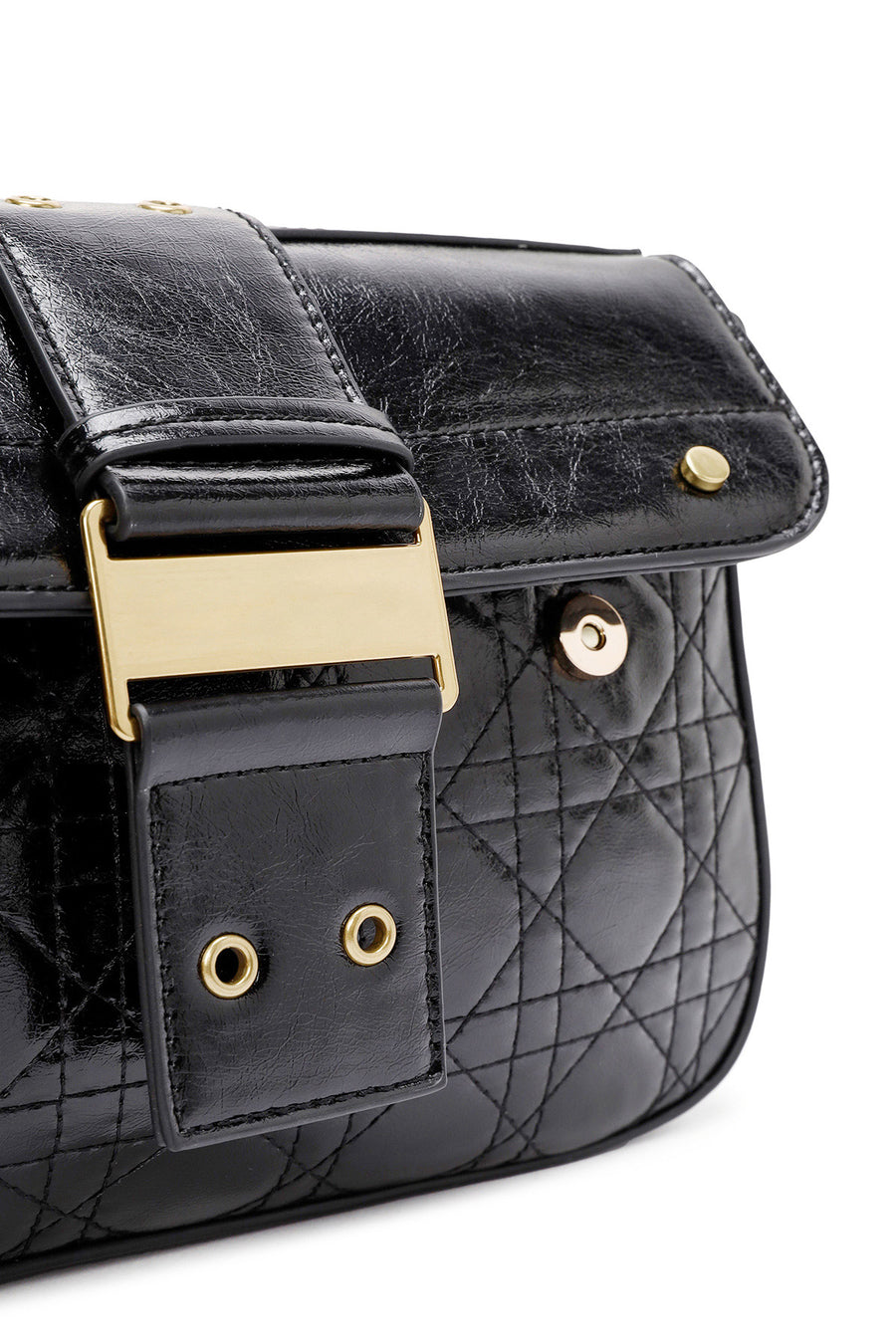 Women's Black Long Strap Buttoned Shoulder Bag