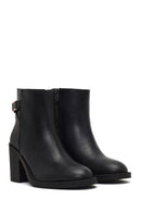 Women's Black Zippered Thick Heeled Boots | Derimod