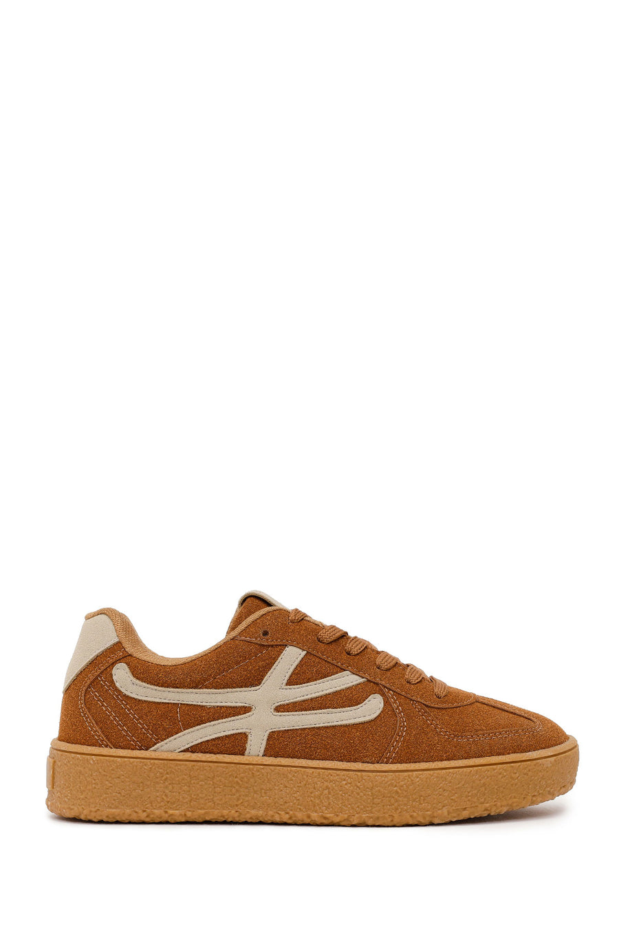 Woman Tan Lace-up Suede Sneaker 26PFE145110 | Derimod
