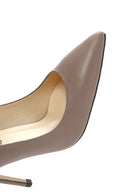 Women's Beige Thin Heeled Leather Stiletto | Derimod