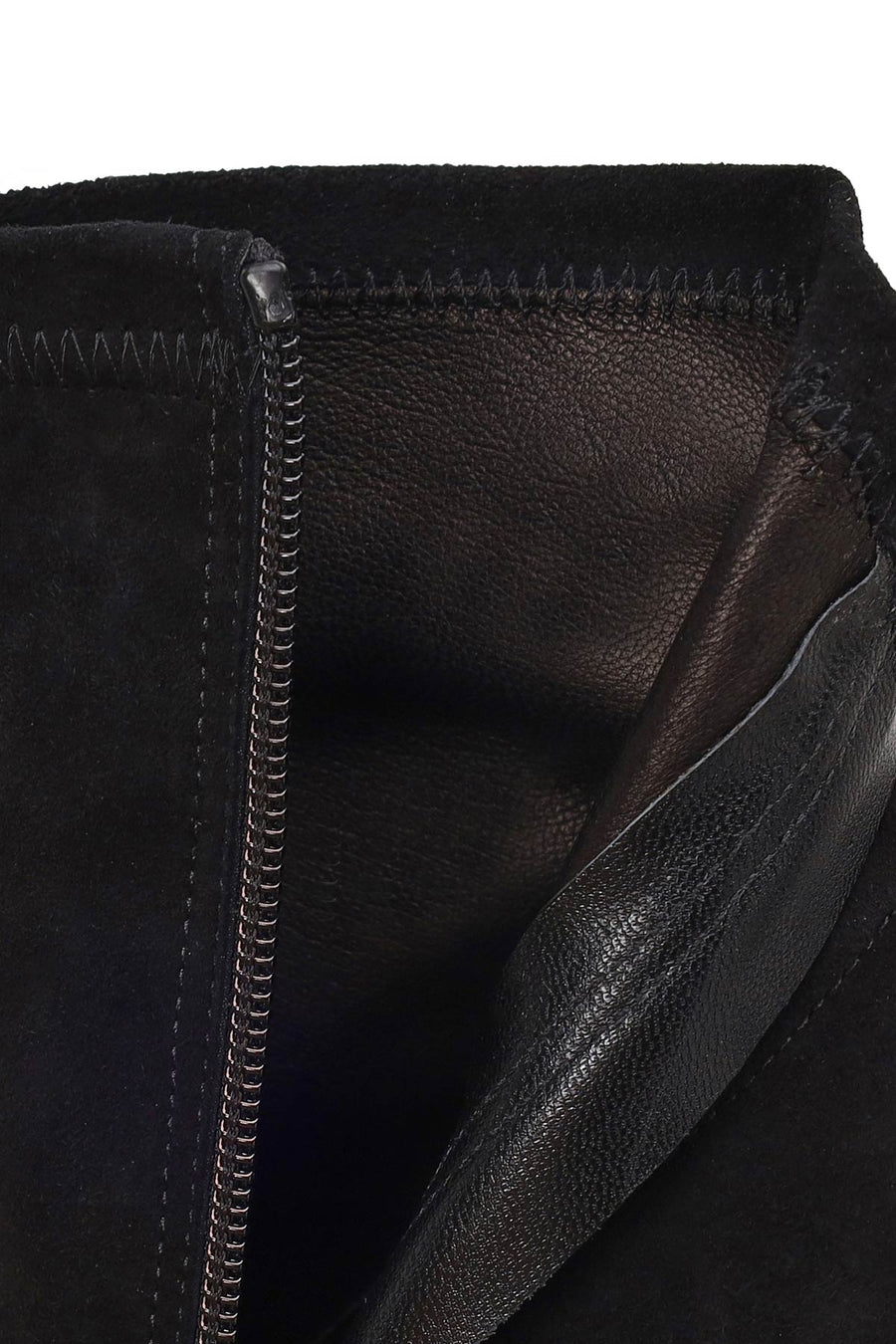 Woman Black Zip Closure Thin-Heeled Suede Boots