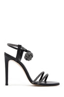 Women's Black Stone Thin Heel Sandals | Derimod