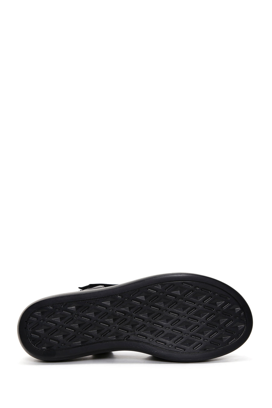 Women's Black Ankle Strap Thick-Sole Leather Sandals