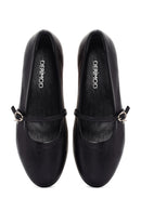 Women's Black Banded Leather Ballerinas | Derimod