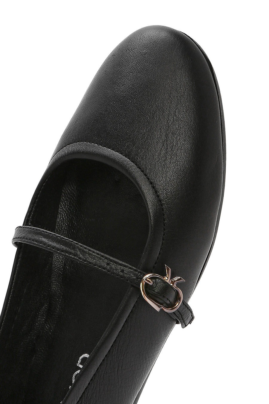 Women's Black Banded Leather Ballerinas