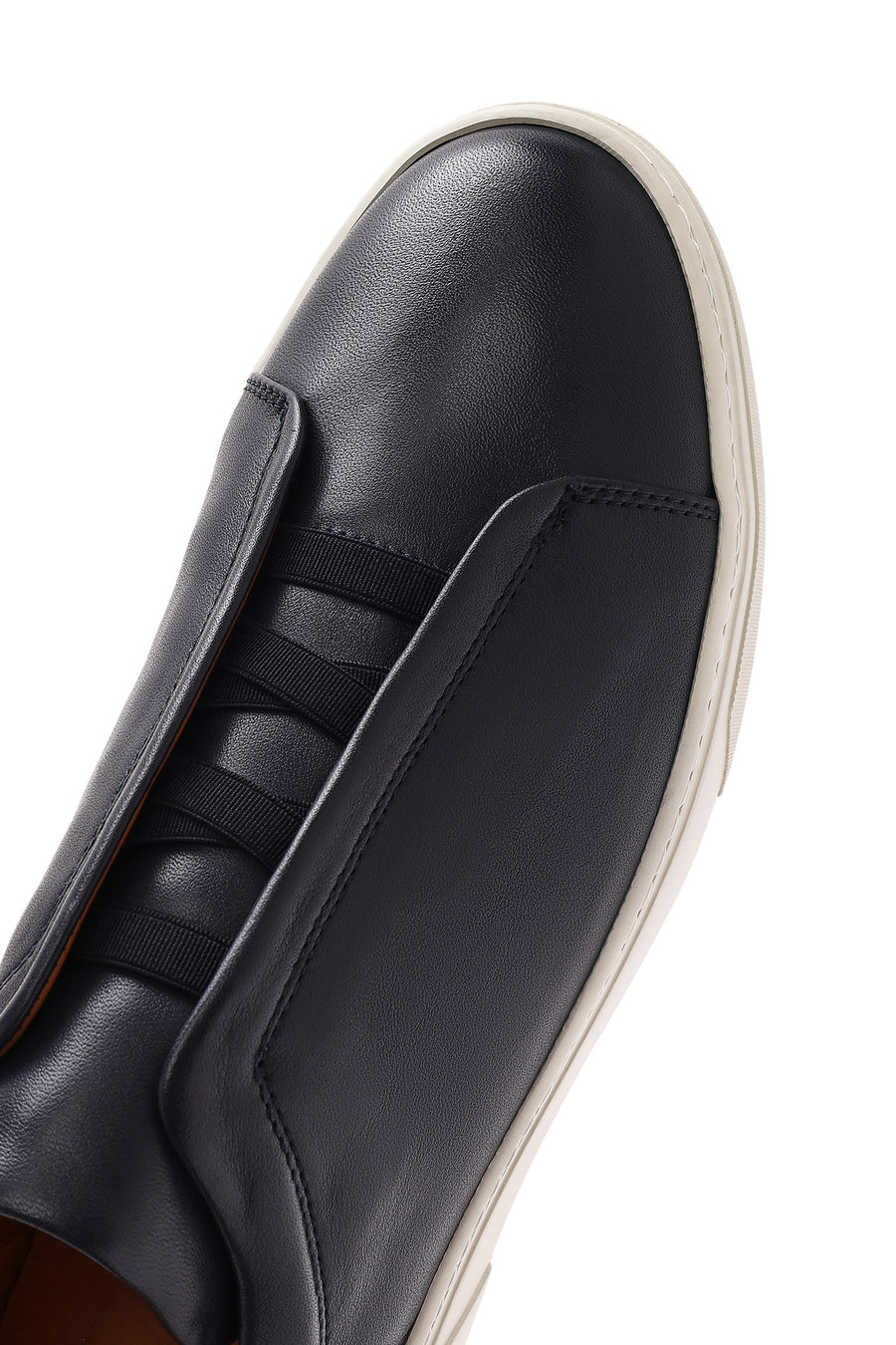 Men's Navy Blue Elastic Leather Sneakers