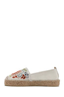 Women's Beige Patterned Leather Espadrilles | Derimod