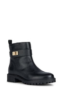 Geox Women's Black Hoara Leather Buckle Boots | Derimod