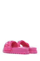 Women's Pink Knitted Thick Soled Slippers | Derimod