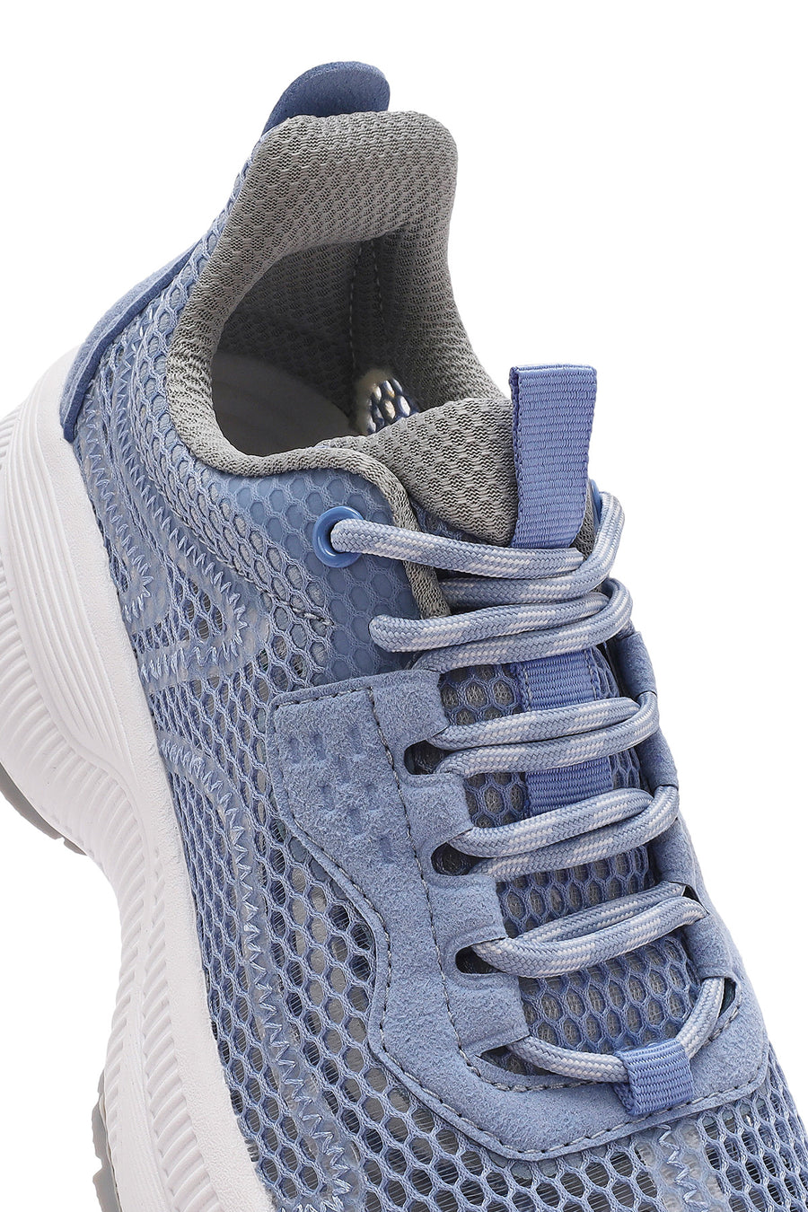 Kadın Mavi Bağcıklı Kalın Tabanlı Kumaş Sneaker