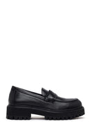 Kadın Siyah Kalın Tabanlı Deri Maskülen Loafer | Derimod
