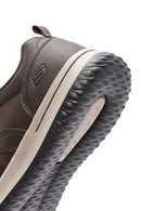 Skechers Men's Brown Delson Lace-Up Leather Sneakers | Derimod