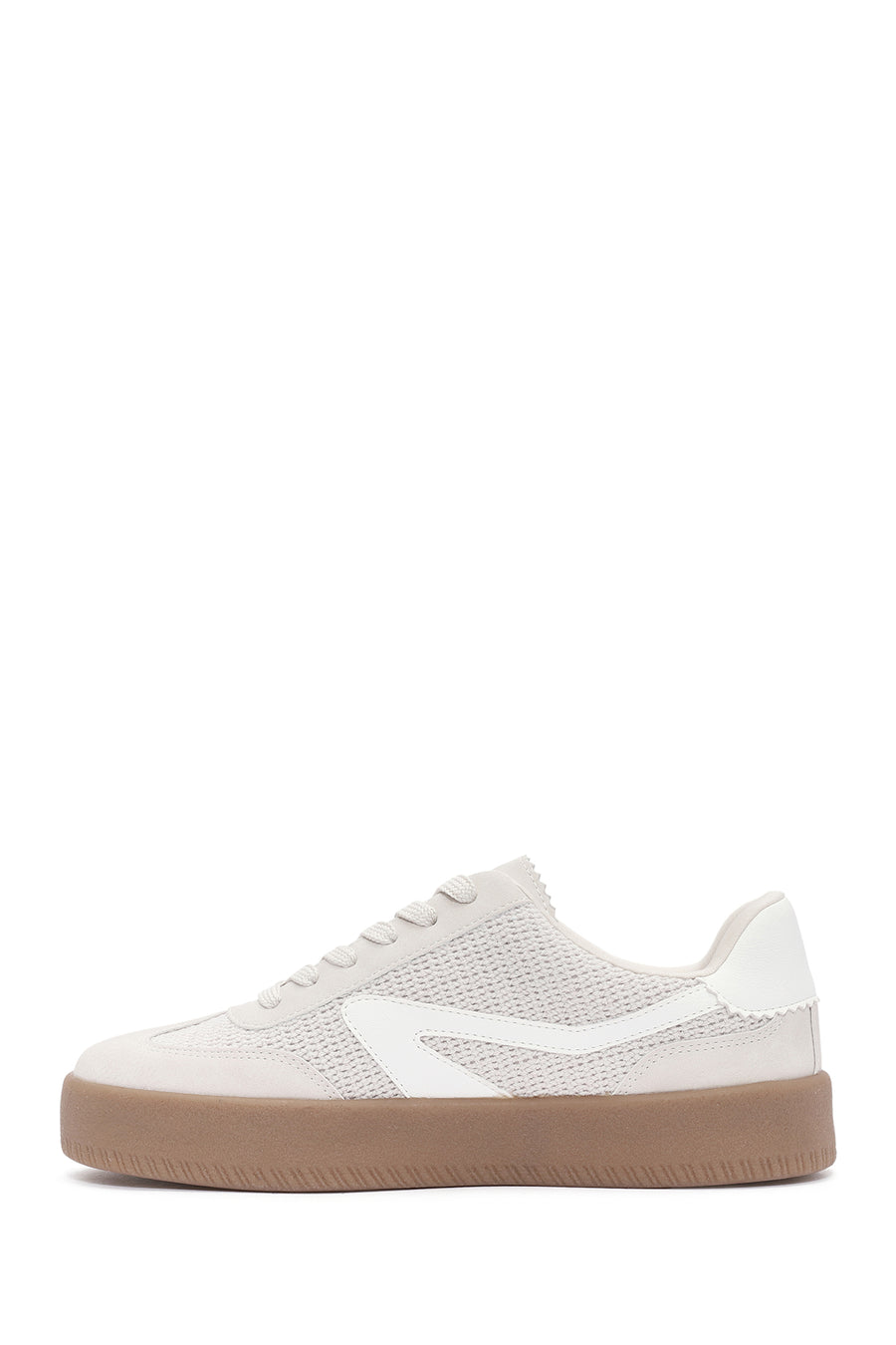 Women's Beige Lace-Up Chunky Sole Sneakers