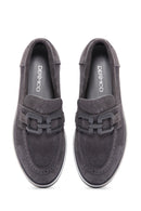 Women's Gray Suede Leather Buckle Loafer | Derimod