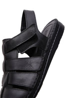 Men's Black Leather Casual Sandals | Derimod