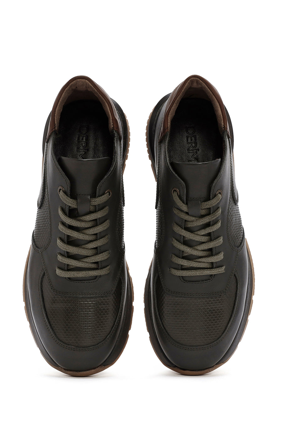 Erkek Yeşil Bağcıklı Deri Casual Sneaker