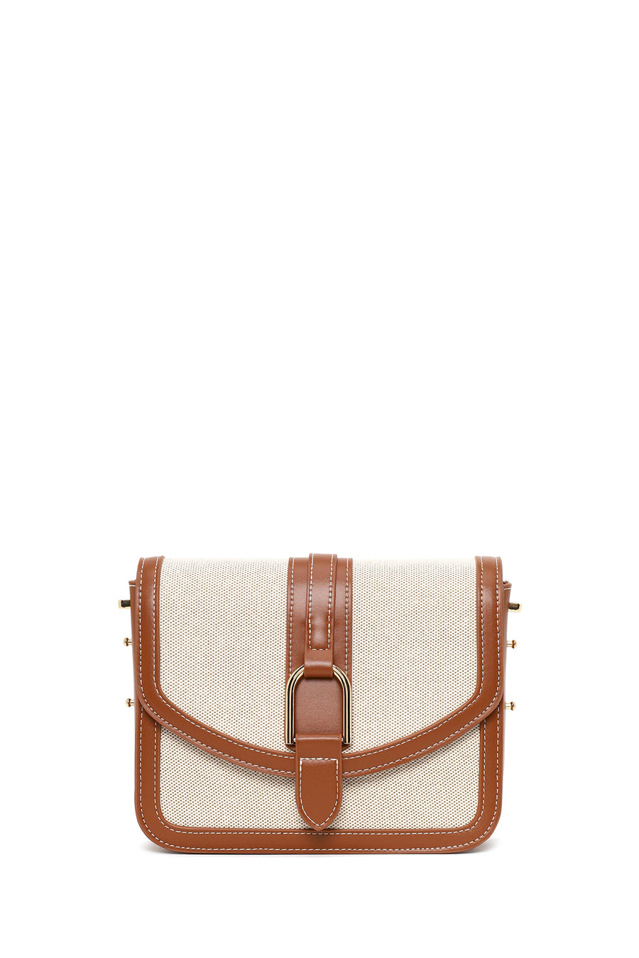 Woman Beige Long-Strap Crossbody Bag