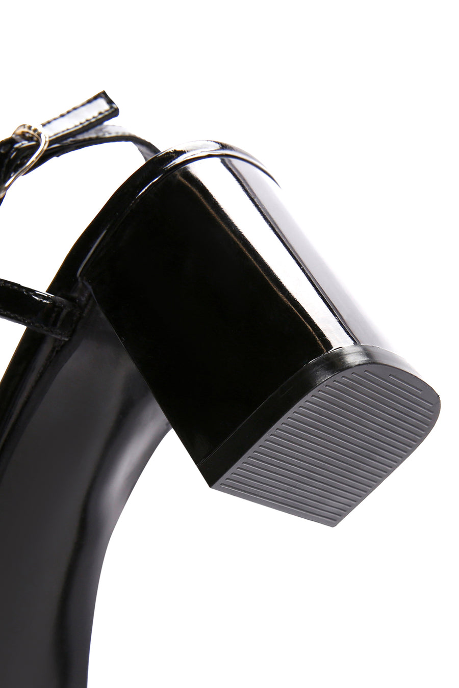 Women's Black Open-Back Heeled Leather Shoes