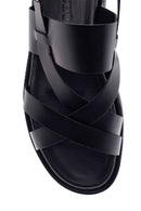 Men's Black Leather Sandals | Derimod