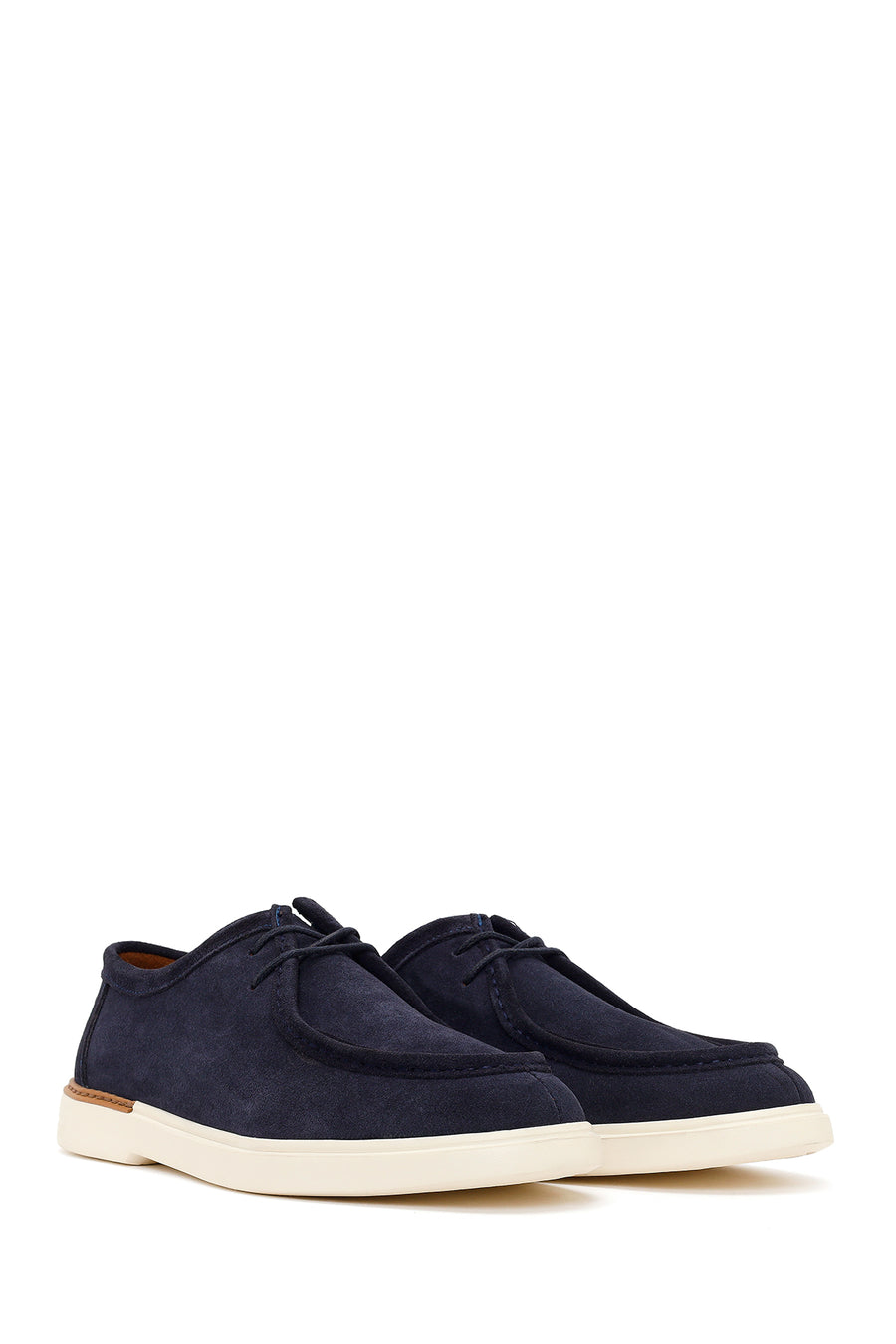 Men's Navy Blue Lace-up Suede Leather Casual Shoes