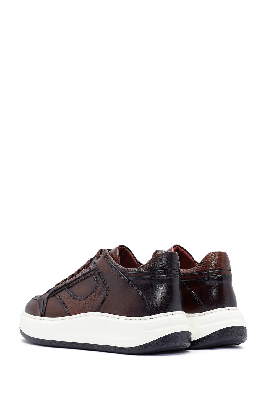 Men's Brown Lace-Up Leather Sneaker