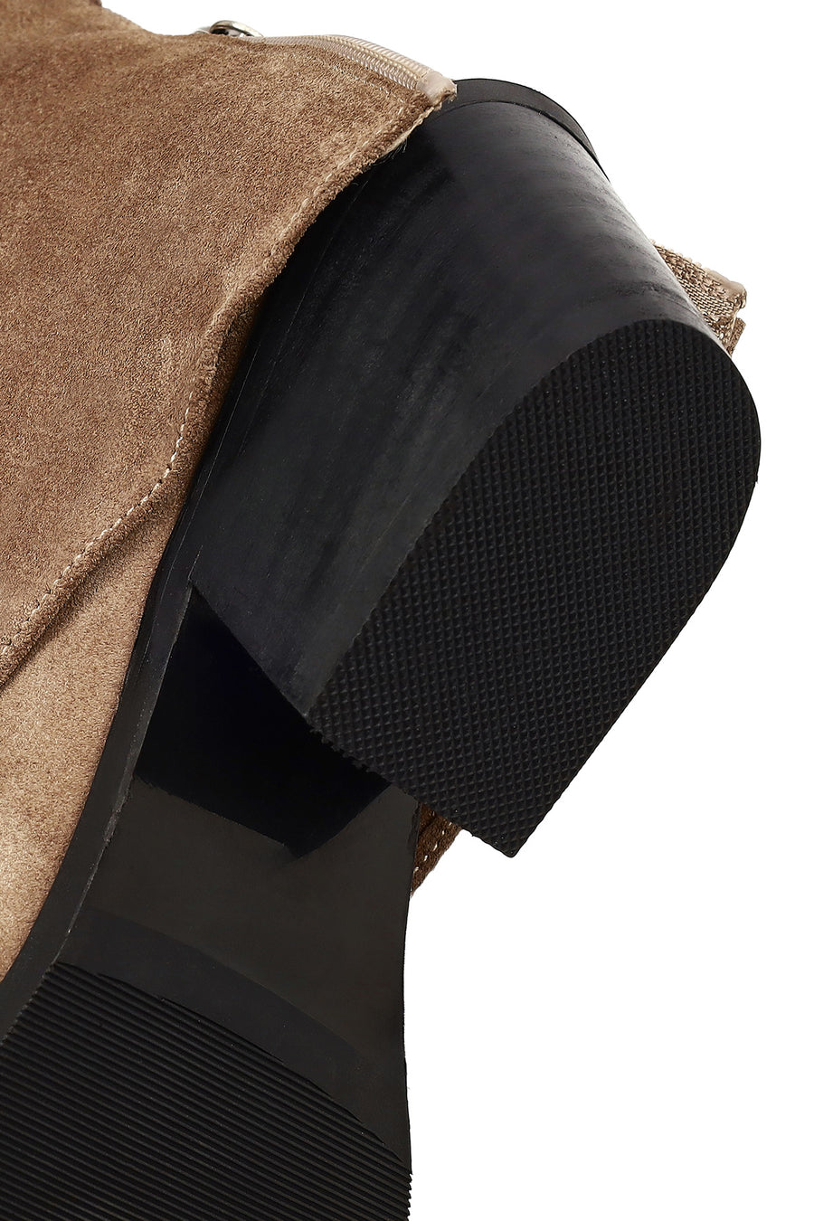Women's Beige Short Thick Heel Suede Leather Cowboy Boot