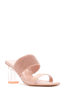 Women's Pink Transparent Heeled Slippers | Derimod