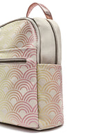 Women's Beige Hologram Patterned Backpack | Derimod