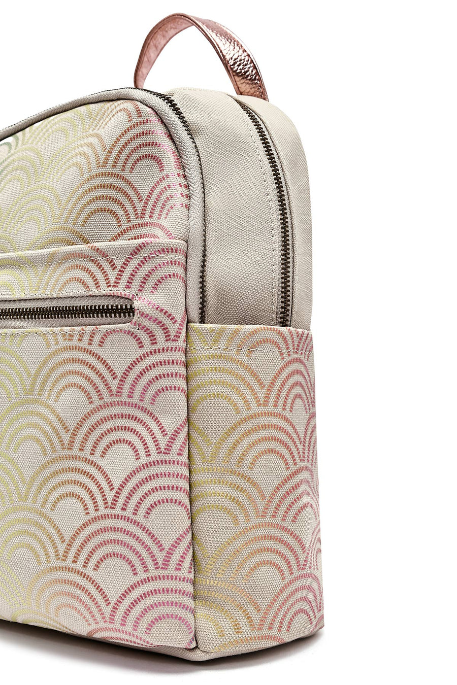 Women's Beige Hologram Patterned Backpack
