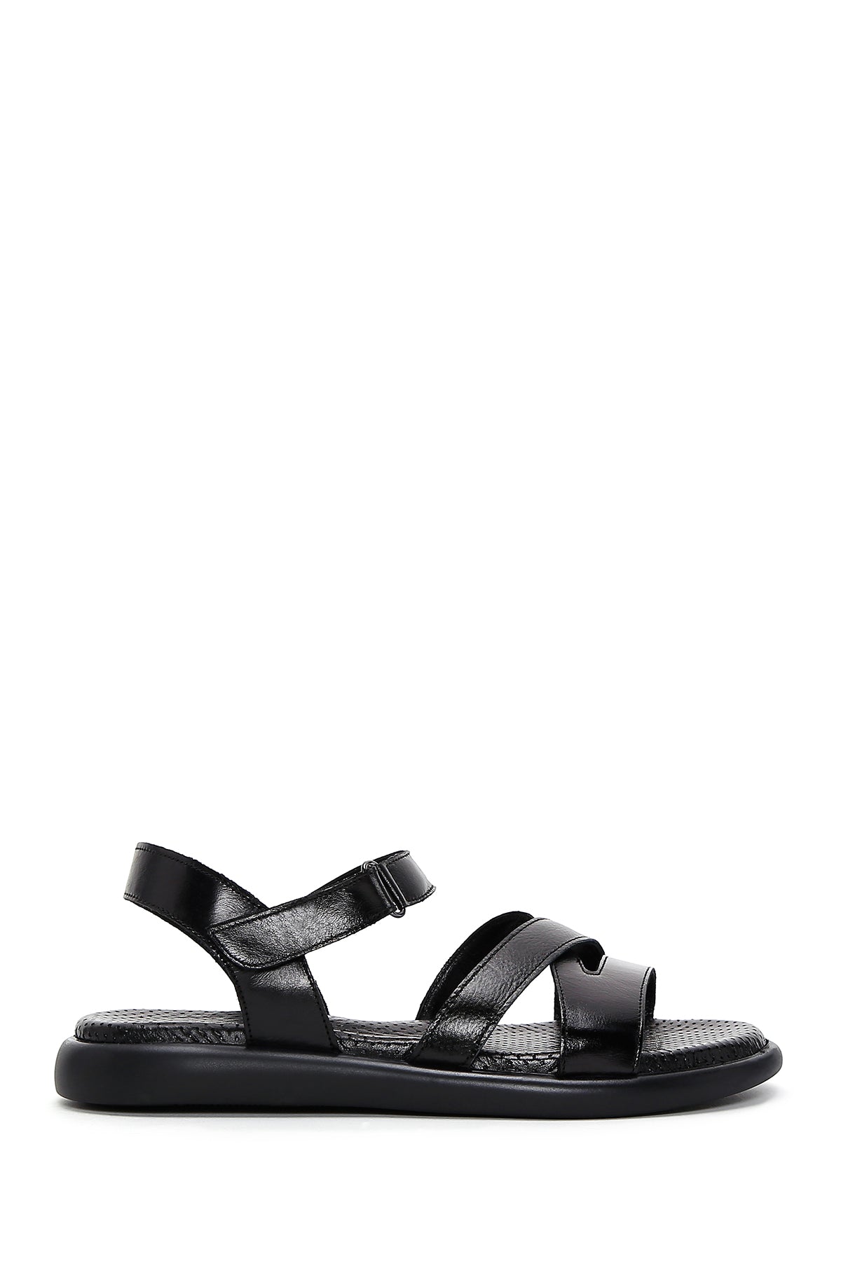 Women's Black Ankle Strap Leather Comfort Sandals 24SFD360918 | Derimod