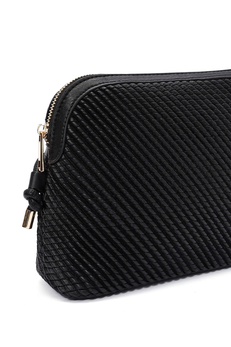 Women's Black Long Strap Quilted Patterned Crossbody Bag
