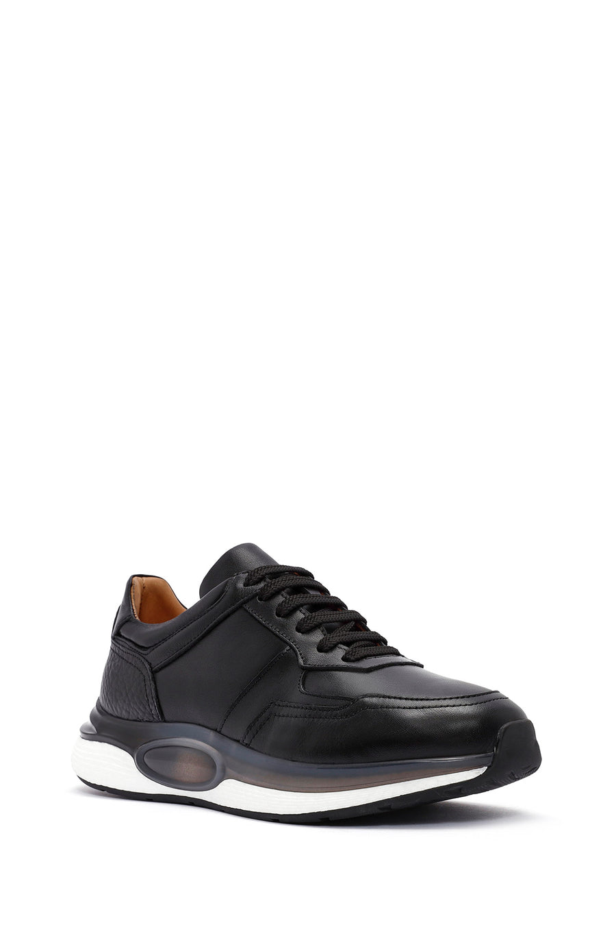 Men's Black Lace-up Leather Sneaker
