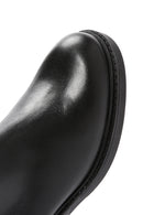 Women's Black Zippered Thick Heeled Leather Boots | Derimod