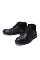 Men's Black Leather Zippered Casual Boots | Derimod