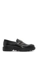 Men's Black Buckle Detailed Leather Casual Loafer | Derimod