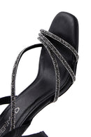 Women's Black Thin Heeled Stone Sandals | Derimod