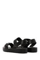 Women's Black Knit Patterned Sandals | Derimod