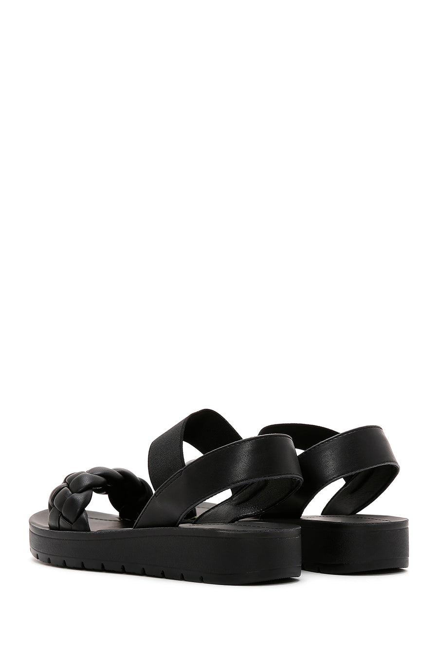 Women's Black Knit Patterned Sandals
