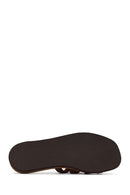 Women's Brown Leather Comfort Slippers | Derimod