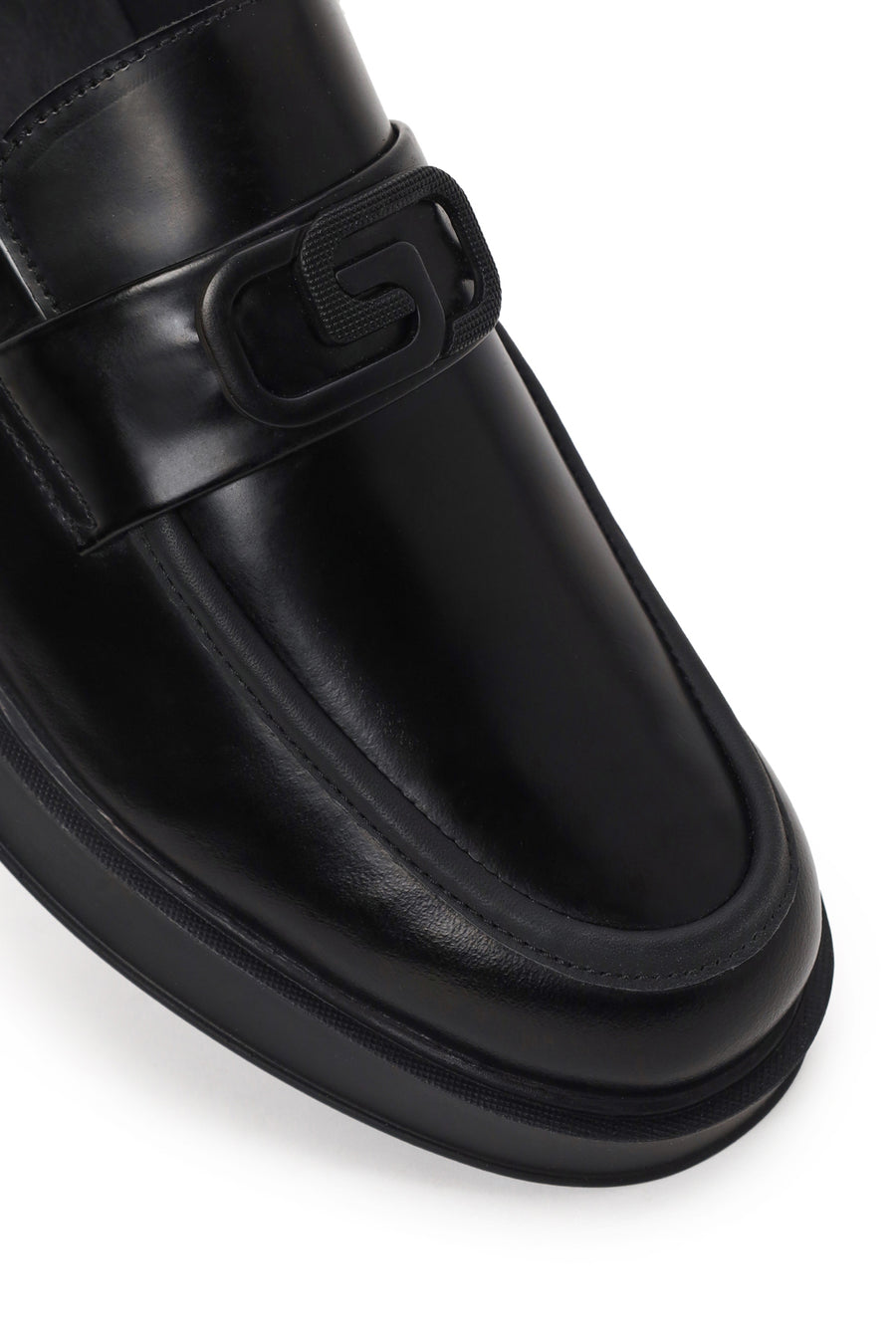 Male Black Buckled Leather Casual Loafer