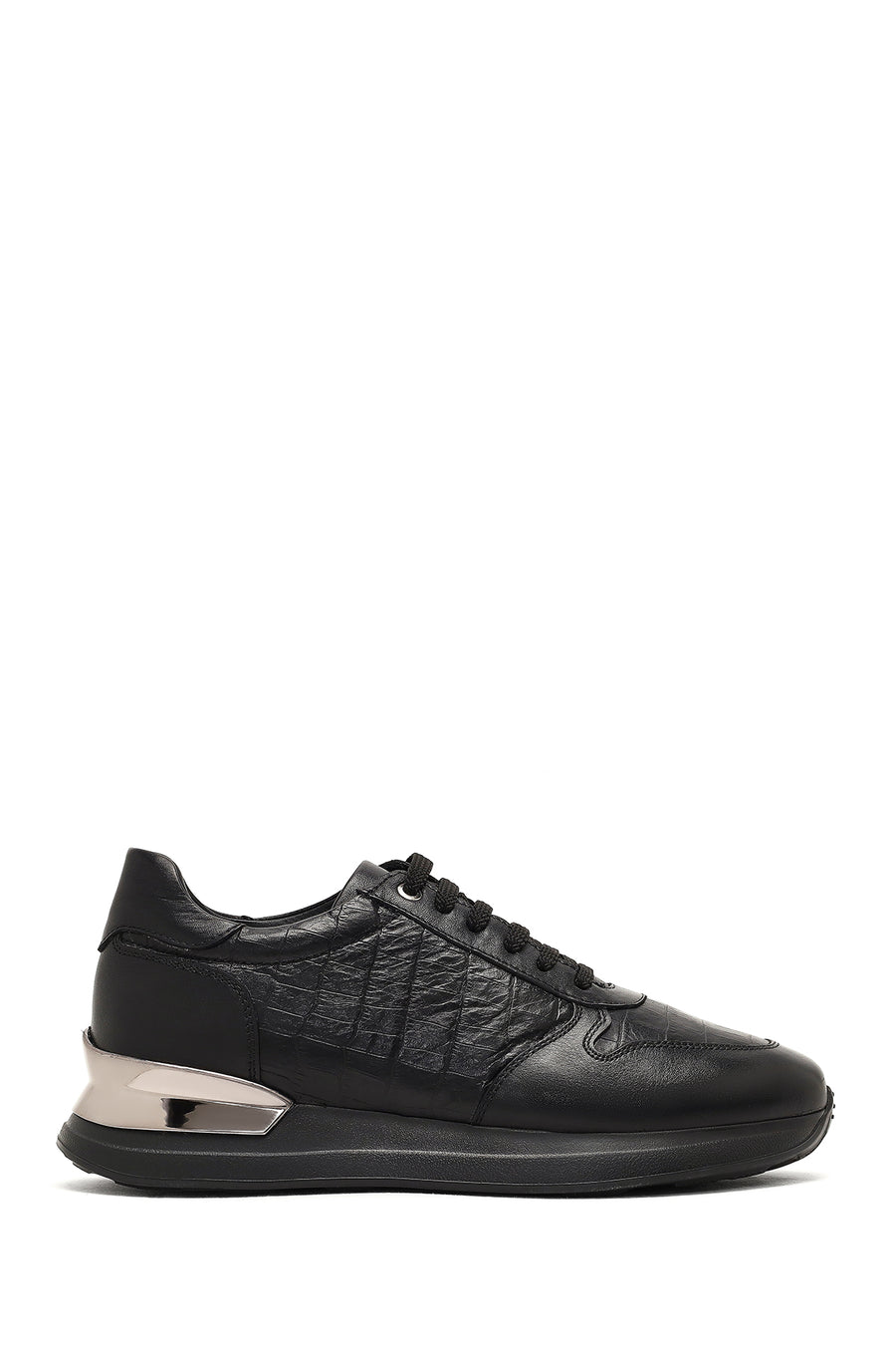 Erkek Siyah Bağcıklı Kalın Tabanlı Deri Sneaker 25WFD622214 | Derimod