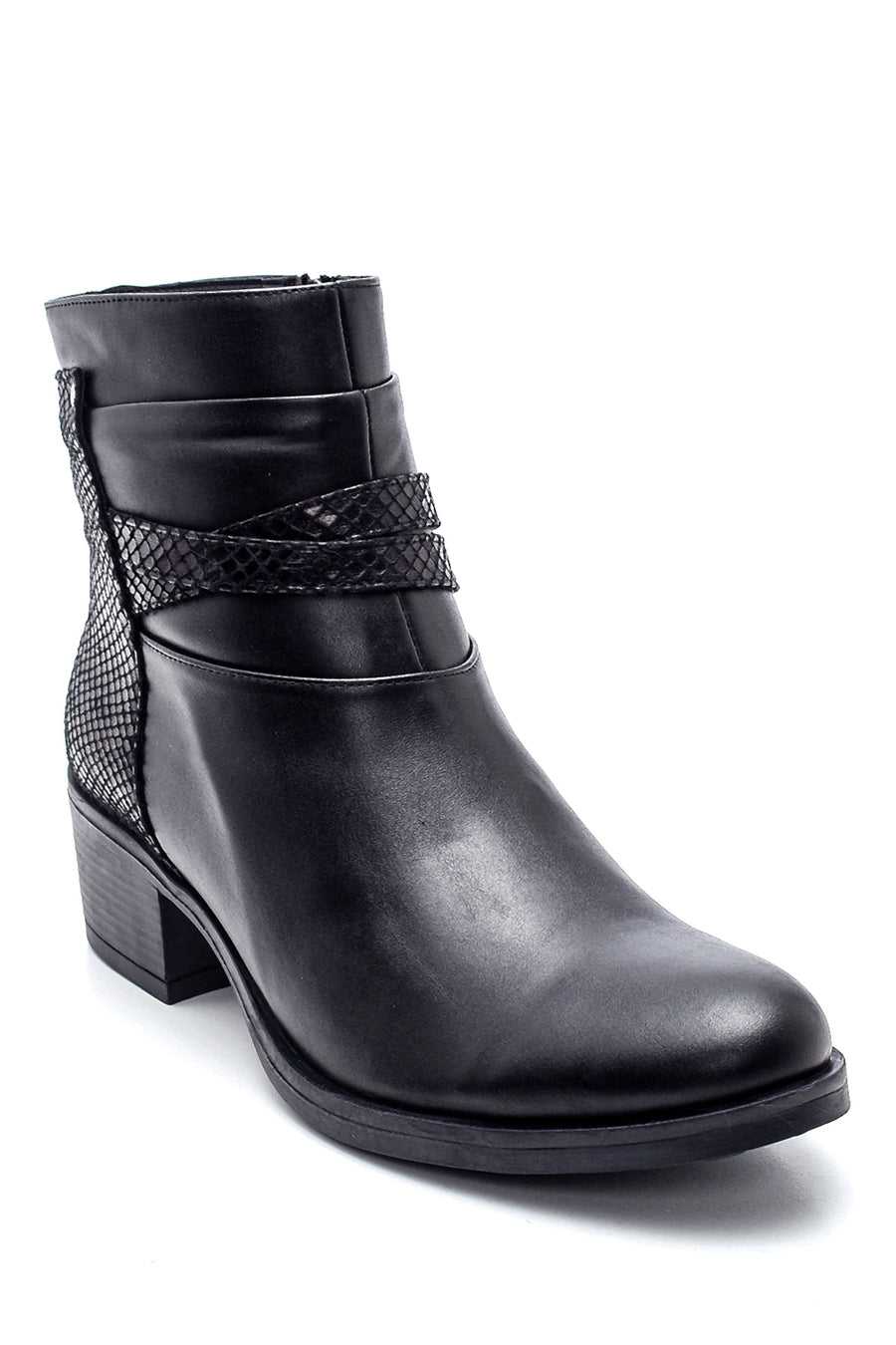 Women's Snake Patterned Mid-Heeled Boots