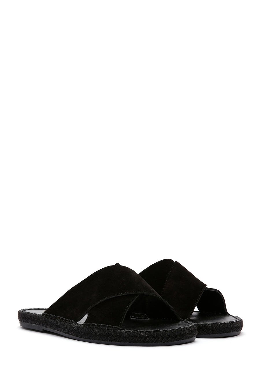 Men's Black Suede Leather Slippers
