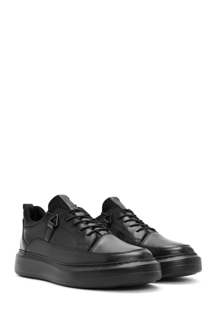 Men's Black Lace-up Leather Sneaker